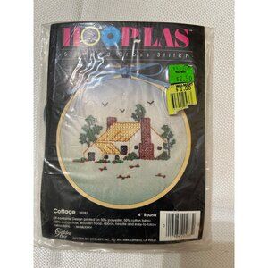 4" Round Golden Bee Cottage Cross-Stitch Kit With Hoop Thread & Instructions Inc